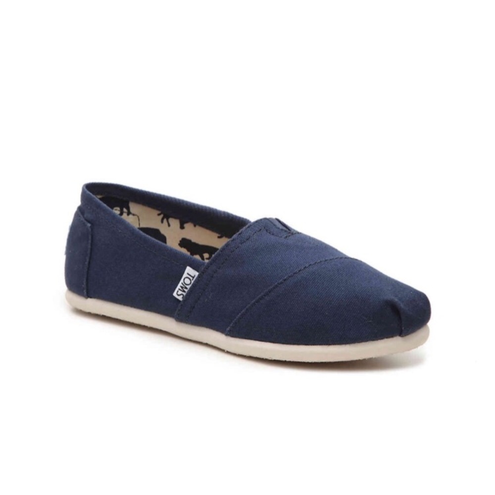 Toms Alpargata Navy Canvas Slip On Flats - Picture 2 of 9